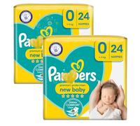 Newborn Nappies Bundle: 2 Packs Size 0 Premium Protection Diapers (48 Nappy Count) and 100 Hubsidia Fragranced Disposable Bags