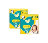 Newborn Nappies | Size 0 Premium Protection | 2 Packs x 24 (48 Nappies) | for Babies Under 3kg | Ultra Soft with 3D Leak Protection, Wetness Indicator, Navel-Friendly, Disposable Diapers by GloZiri