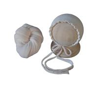 Newborn Photo Set Ruffle Trim Hat Wrap Blanket Photo Props Baby Posing Props Infant Photography Outfit 2PCS