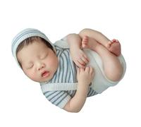 Newborn Photography Costume Set for Infants Includes Hat Short Sleeve Shirt Pants Props for Full Mooned Photoshoots Soft Infant Photo Props