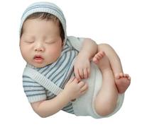 Newborn Photography Costume Set for Toddlers, Including Short Sleeve Shirt, Trousers, Props for Full Moon Photo Shoots, Soft Photo Props for Toddlers
