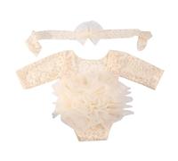 Newborn Photography Mesh Romper Elegant Baby Soft & Comfortable Perfect for Memorable Photos Newborns Mesh Soft & Baby with Headband Wearing Create Heartwarming Moment