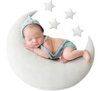 NewBorn Photography Posing Pillow Crescent Moon Star Plush Pillow Set Baby Photo Props for Infant Boy Girl Baby Picture Prop (white)