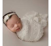 Newborn Photography Props: Long DIY Beaded Ripple Photo Blanket (White, 90x170cm) for Babies