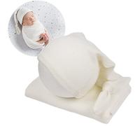 Newborn Photography Wraps with Hat Baby Photo Outfit Girl Stretch Blanket Infant Boy Props for Baby Photo Shoot (White)