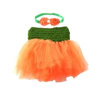 Newborn Photoshooting Set Orange Skirt Flower Headband Photo Props Baby Photo Costume Infant Photography Suit 2PCS