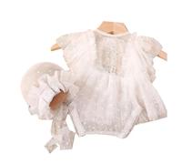 Newborn Photoshoots Set Mesh Romper Lace Bonnet Hat Photo Props Baby Girl Photo Costume Infant Photography Bodysuit 2PCS