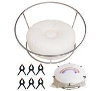 Newborn Posing Table and Beanbag(Unfilled) Round Newborn Photography Stand with 6 Clamps Baby Photoshoot Stand Backdrop Frame Infant Stainless Steel Background Station for Newborn Photo Sessions
