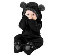 Newborn Rompers Cute Bear Hooded Onesie Infant Winter Plush Warm Fleece Thick Jumpsuit Baby Long Sleeve Hooded Bodysuit Outerwear All in One Coat Outerwear Unisex Zip Cotton Soft Flannel Pajamas