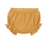 Newborn Ruffle Trim Solid Shorts - Spring Summer Pastel Yellow, Unisex, Soft Cotton Interlock, Elastic Waist with Ruffle Leg Openings, Cute for Baby Photos or Gifts, 0-12 Months#g