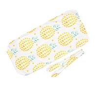 Newborn Swaddle, Baby Receiving Blanket Cap Set, 0-3 Month Baby, Floral Cotton Hair Band Wrap Blanket, Wrap Towel (Big Pineapple)