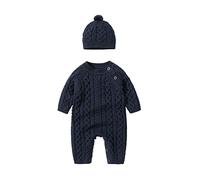 Newborn Toddler Baby Girls Boys Solid Spring Winter Long Sleeve Button Thick Knit Sweater Romper Jumpsuit Clothes New Born Sweater Dark Blue-L 0-3 M