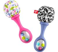 Newborn Toys Rattle ‘n Rock Maracas Set of 2 Soft Musical Instruments for Babies 3+ Months, Pink