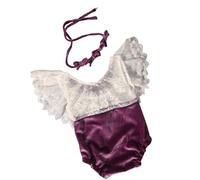 Newborn Velvets Lace Romper with Bowknot Headband Photography Outfit Set Newborns Clothing Set for 0 to 1 Month Baby