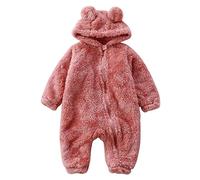 Newborn Winter Romper Pramsuit For Baby Girls Boys Warm Faux Fur Hooded Snowsuit Solid Zipper Long Sleeve Jumpsuit Toddler Kids Clothes Age 1-3 Years