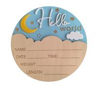 Newborns Birth Sign Natural Hardwood Announcement Board Round Shape for Gender Reveal Parties Photo Props