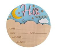 Newborns Birth Sign Natural Hardwood Announcement Board Round Shape for Gender Reveal Parties Photo Props