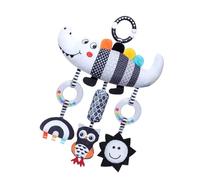 Newborns Developmental Toy Soft Plush Animal Mobile with Black White Patterns for Bed Portable Infant Wind
