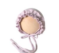 Newborns Lace Photography Bonnet Chin Belt Tied Hat with Soft Fabric Enhances Comfort for Baby First Photos Taking Handmade Baby Hat