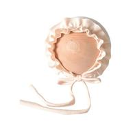 Newborns Lace Photography Bonnet Chin Belt Tied Hat with Soft Fabric Enhances Comfort for Baby First Photos Taking Handmade Baby Hat