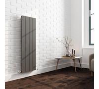 Newborough Anthracite Single Aluminium Designer Radiator Vertical High Heat Output Central Heating - 375mm (w) x 1200mm (h) Single - 2610 BTUs