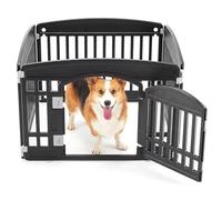 NEWBULIG Dog Playpen 4-Panel, 24IN Puppy Playpen, Stable Dog Play Pen Indoors/Outdoor with Secure Locking Door, Plastic Pet Fence for Small & Medium Dogs