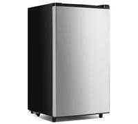 NEWBULIG Mini Fridge Freezer 3.2 Cubic Metres for Office, Bedroom, Small Fridge with Adjustable Thermostat, Energy Saving, Single Door, Silver