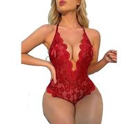 NewBull Lace Bodysuit with Heart Decoration (as8, alpha, l, regular, regular, Dark red)