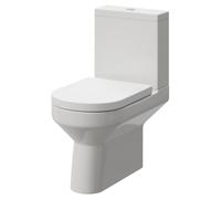 Newbury Open Back Close Coupled Toilet with Soft Close Toilet Seat | White | ABS Polished Chrome | 365mm x 775mm x 635mm