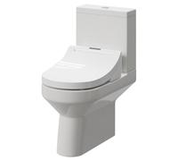 Newbury Open Back Closed Coupled Toilet and Smart Bidet Multi Function Heated Soft Close Toilet Seat with Dryer | White | ABS Polished Chrome | 430mm x 775mm x 635mm