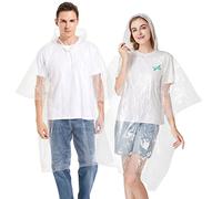 Newbyinn 6 Pack Disposable Rain Ponchos for Adults, Clear Plastic Rain Poncho with Drawstring Hood for Men Women Emergency Travel Hiking Theme Park Camping