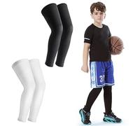 Newbyinn Kid Leg Sleeve 2 Pairs, Long Compression Leg Sleeve for Youth Boy Girl Basketball Soccer Football