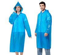 Newbyinn Reusable Raincoats 2 Pack EVA Rain Ponchos for Adults Kids, Rain Coats with Hood for Women Men Blue