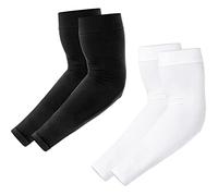 Newbyinn UV Sun Protection Arm Sleeves for Men Women Youth, Tattoo Cover Up, Cooling Compression Sports Sleeve to Cover Arms, 2 Pairs: Black+White, Size M