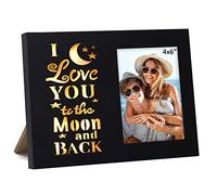 Newbyst Love Picture Frame for Couples - 4x6 Black I Love You to The Moon and Back Anniversary Photo Frame, Wood Cute Romantic Gift for Boyfriend, Girlfriend, Father Mom, Him and Her
