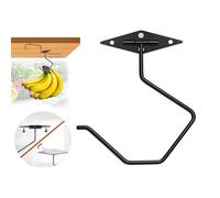 NEWBYTEK Banana Hook Under Cabinet - Folding, Space-Saving Black Banana Hanger with Self-Adhesive or Screw Mount Optional | Protects Banana from Bruising, Easy Installation (1 Pack)
