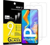 NEW'C 2 Pack Designed for Huawei P30 Lite, P30 Lite XL, Nova 4e Screen Protector Tempered Glass, Case Friendly Anti Scratch Bubble Free Ultra Resistant