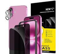 NEW'C 2x Privacy for iPhone 16 Plus Screen Protector (6.7 inches)+ 2x Camera Lens Protector, Sensor Protection, Case Friendly Tempered Glass Film, Ultra Resistant, Easy installation tool included