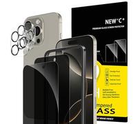 NEW'C 2x Privacy for iPhone 16 Pro Screen Protector (6.3 inches)+ 2x Camera Lens Protector, Sensor Protection, Case Friendly Tempered Glass Film, Ultra Resistant, Easy installation tool included