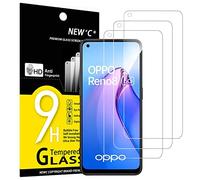 NEW'C 3 Pack Designed for OPPO Reno 8 5G, Reno 8 Lite 5G Screen Protector Tempered Glass, Case Friendly Scratch Resistant,Bubble-Free, Ultra Resistant