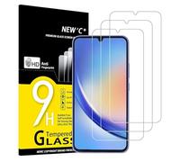 NEW'C 3 Pack Designed for Samsung Galaxy A34 5G, Screen Protector Tempered Glass, 9H Hardness, HD Screen Protector, 0.33 mm Ultra Clear, Ultra Resistant