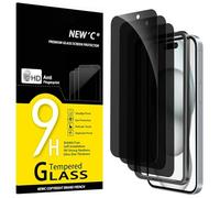 NEW'C 3 Pack Privacy for iPhone 16, iPhone 15 Screen Protector (6.1 inches), Anti-Spy Tempered Glass Film,Enhanced 28-Degree Privacy Angle with easy installation tool included