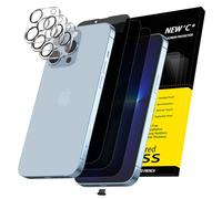 NEW'C 3x Privacy for iPhone 13 Pro Screen Protector (6.1 inches)+ 3x Camera Lens Protector, Sensor Protection,Case Friendly Tempered Glass Film + Dust Plug- Enhanced Privacy Angle of 28 Degrees