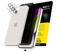 NEW'C 3x Privacy for iPhone 14 Plus Screen Protector (6.7 inches)+ 3x Camera Lens Protector, Sensor Protection,Case Friendly Tempered Glass Film + Dust Plug - Enhanced Privacy Angle of 28 Degrees