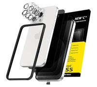 NEW'C 3x Privacy for iPhone 15 Pro Max Screen Protector (6.7 inches)+ 3x Camera Lens Protector, Sensor Protection, Case Friendly Tempered Glass Film + Dust Plug - Easy installation tool included