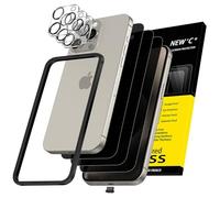 NEW'C 3x Privacy for iPhone 15 Pro Screen Protector (6.1 inches)+ 3x Camera Lens Protector, Sensor Protection, Case Friendly Tempered Glass Film + Dust Plug - Easy installation tool included