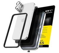 NEW'C 3x Privacy for iPhone 16 Screen Protector (6.1 inches)+ 3x Camera Lens Protector, Sensor Protection, Case Friendly Tempered Glass Film + Dust Plug - Easy installation tool included