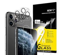 NEW'C 4 Pack, 2 Pack for iPhone 11 Pro Screen Protector + 2 Pack Camera Lens Protector, Sensor Protection,Case Friendly Tempered Glass Film