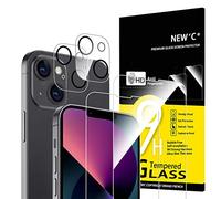 NEW'C 4 Pack, 2 Pack for iPhone 13 Mini Screen Protector + 2 Pack Camera Lens Protector, Sensor Protection,Case Friendly Tempered Glass Film