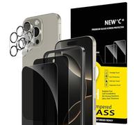 NEW'C Set of 4, 2 x Anti-Spy Tempered Glass for iPhone 16 Pro (6.3 Inches) and 2 x Rear Camera Protectors - Easy Installation Tool Kit - Improved Privacy Angle 28 Degree